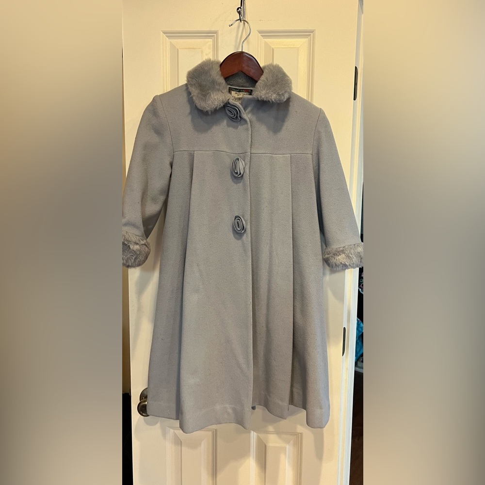 Rothschild size 7 girls powder blue wool formal coat
